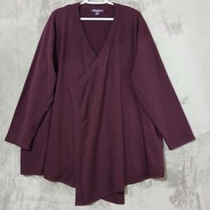 Roaman's Women Cardigan Size 1X Waterfall Plum Purple Lagenlook Plus Size